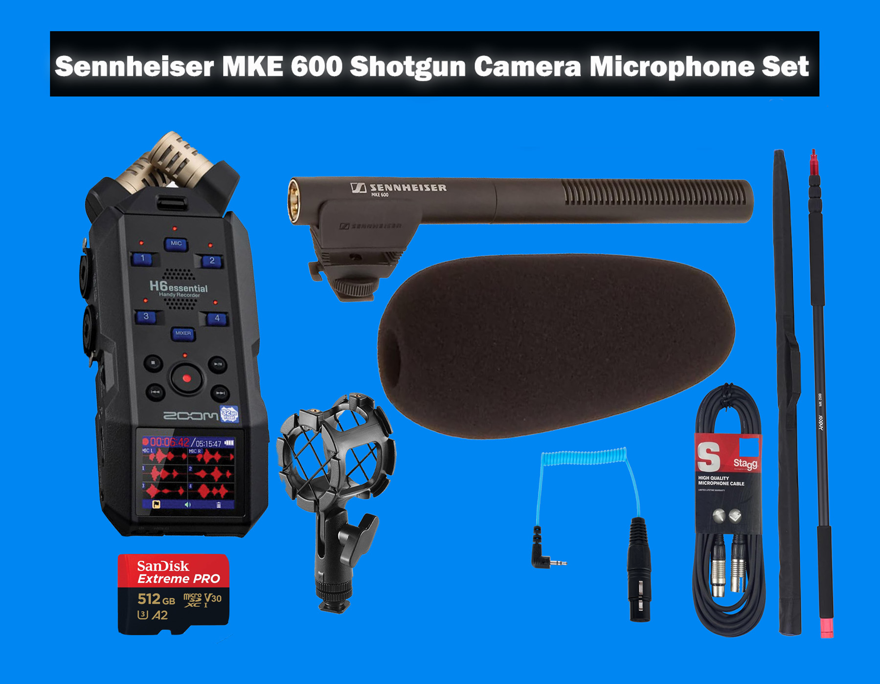 Senheiser mke600 boom kit mic bundle