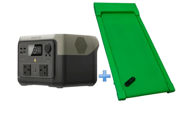 Green treadmill + ecoflow powerbank screen chroma key backdrop studio video fx