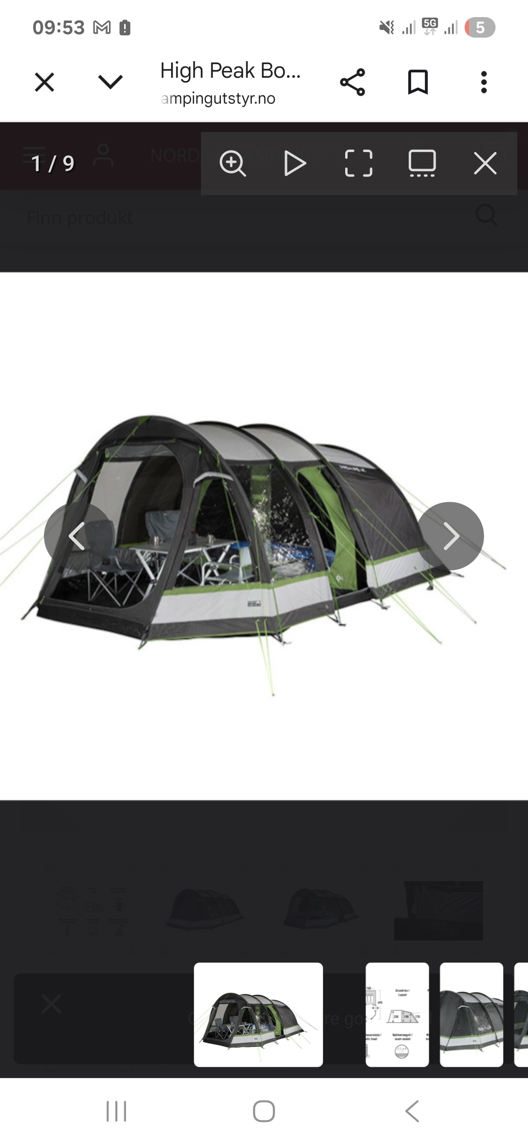 5  persons telt til leie .