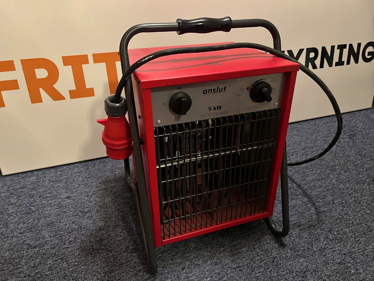 Kraftfull 9kw värmefläkt 3-fas inkl. förlängningskabel