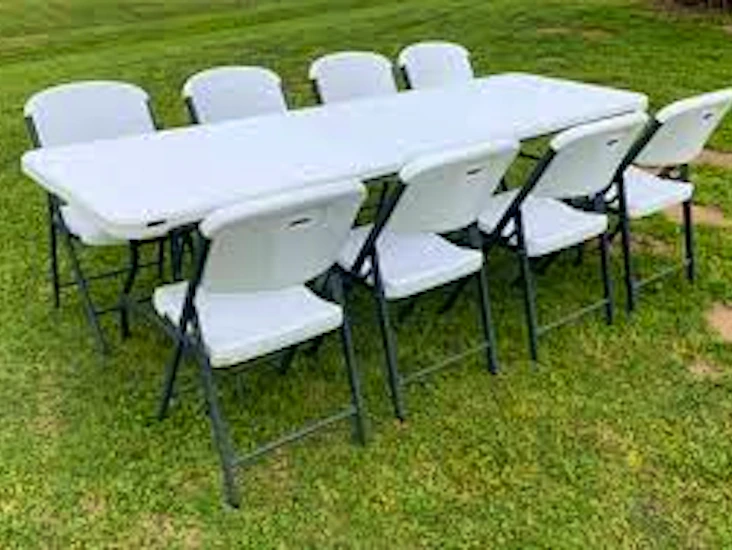 Hopfällbart bord med klappstolar 8 personer