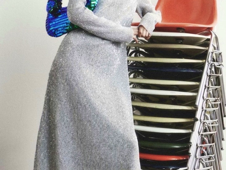 Stine goya valkoinen paljettimekko xl