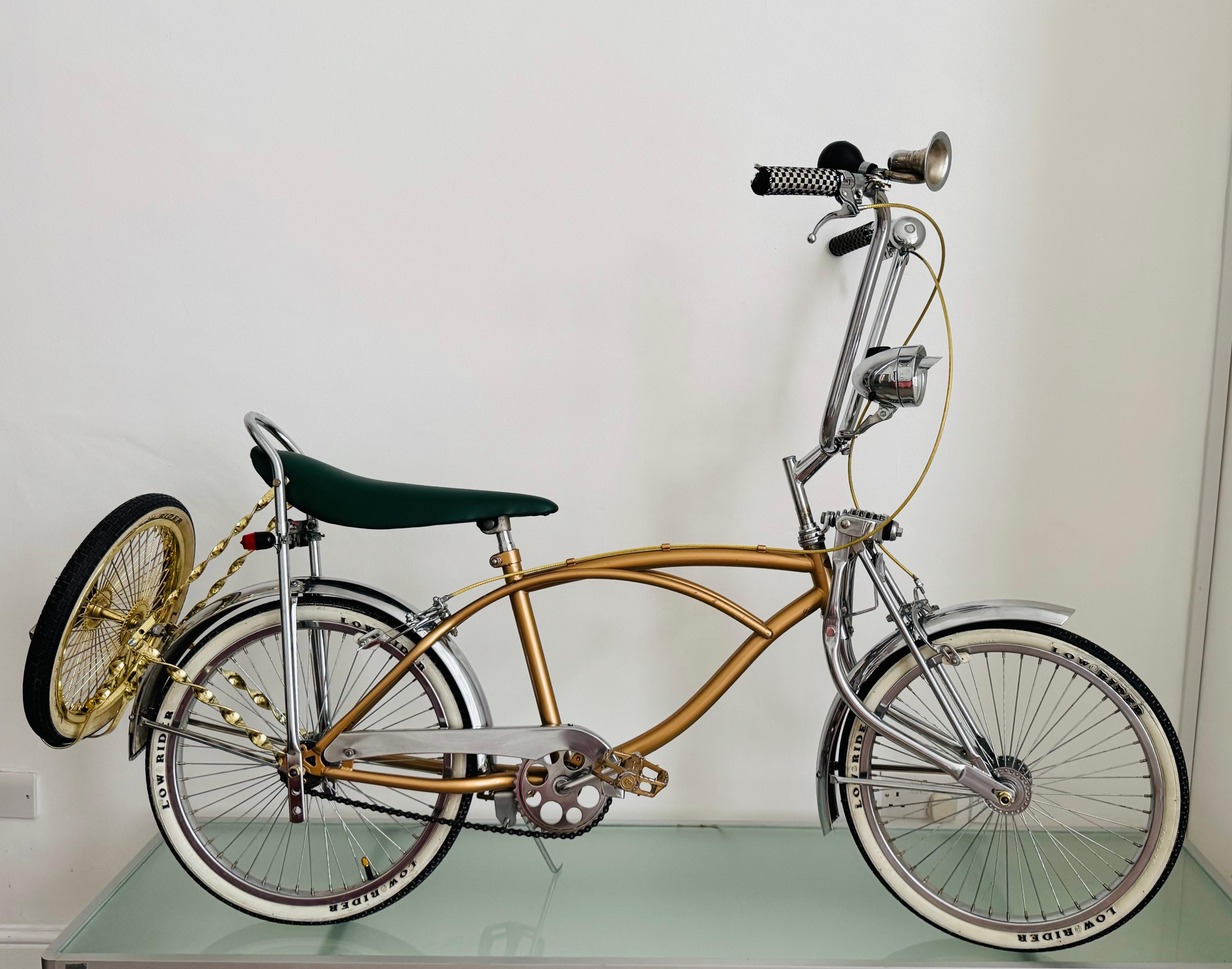 Rare custom lowrider bike gold chrome prop