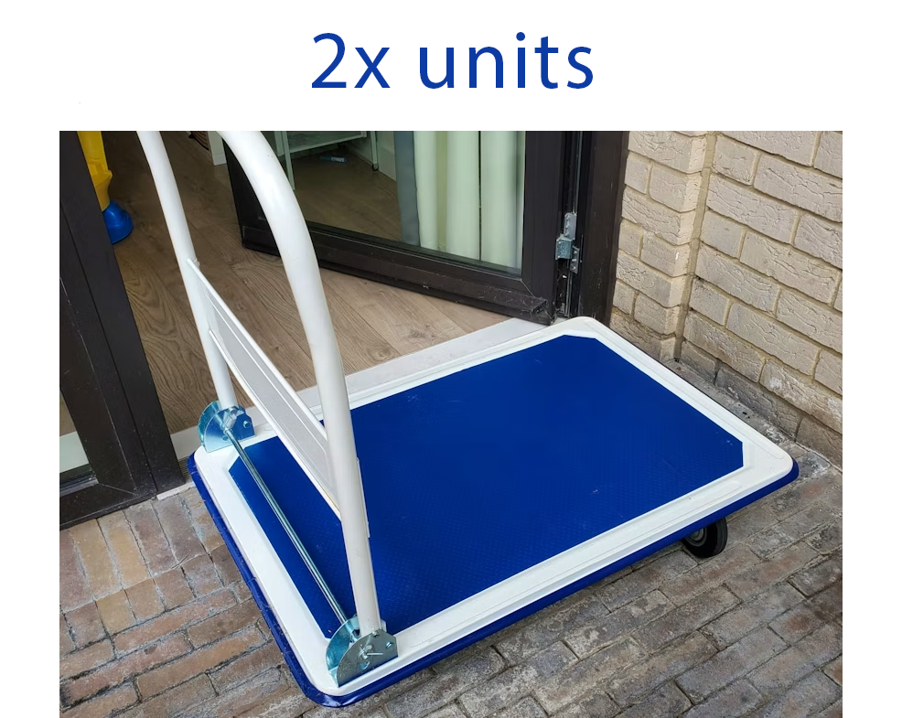 2x heavy duty 300kg foldable platform flatbed hand truck moving trolley with swivel wheels folding dolly cart