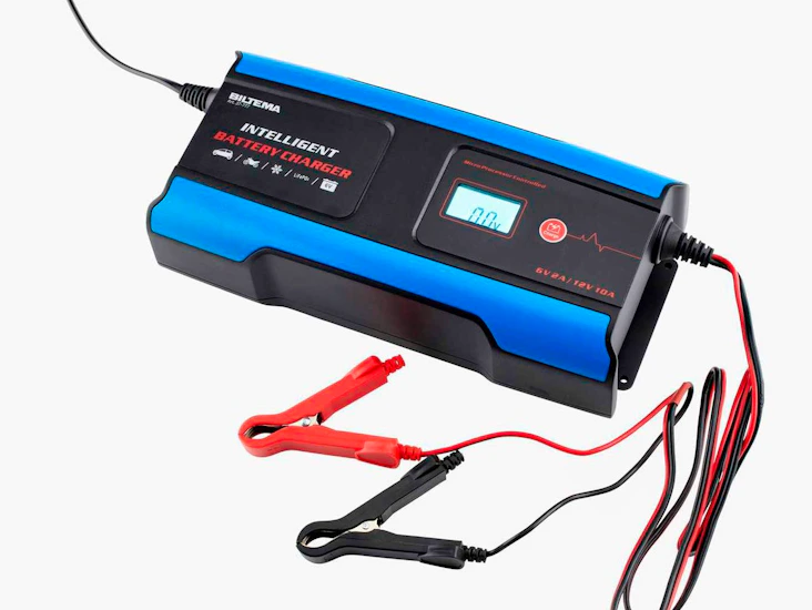 Digital intelligent batterilader egnet for motorsykkel- og bilbatterier 6 v, 2 a / 12 v, 10 a