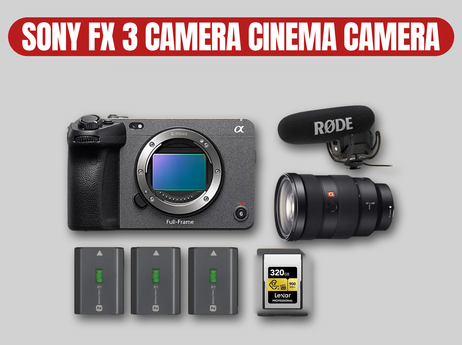 Sony fx3 full-frame cinema camera kit | 24-70mm gm f/2.8 / rode videomic pro+ /