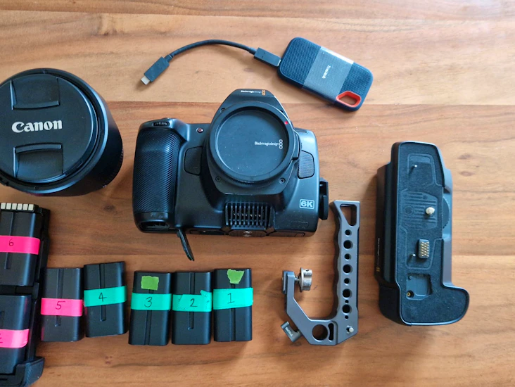 Black magic 6k pro pocket cinema camera bundle kit (inc. batteries, ssd card and lenses)