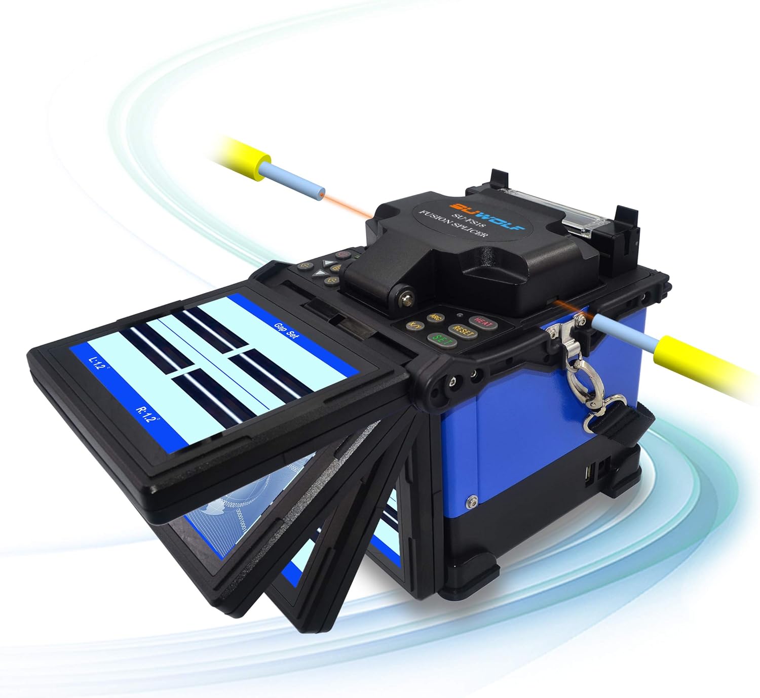 5" lcd high precision fiber optic fusion splicer machine for sm, mm, nz-ds, edf fibers with optical fiber cleaver and automatic focus function