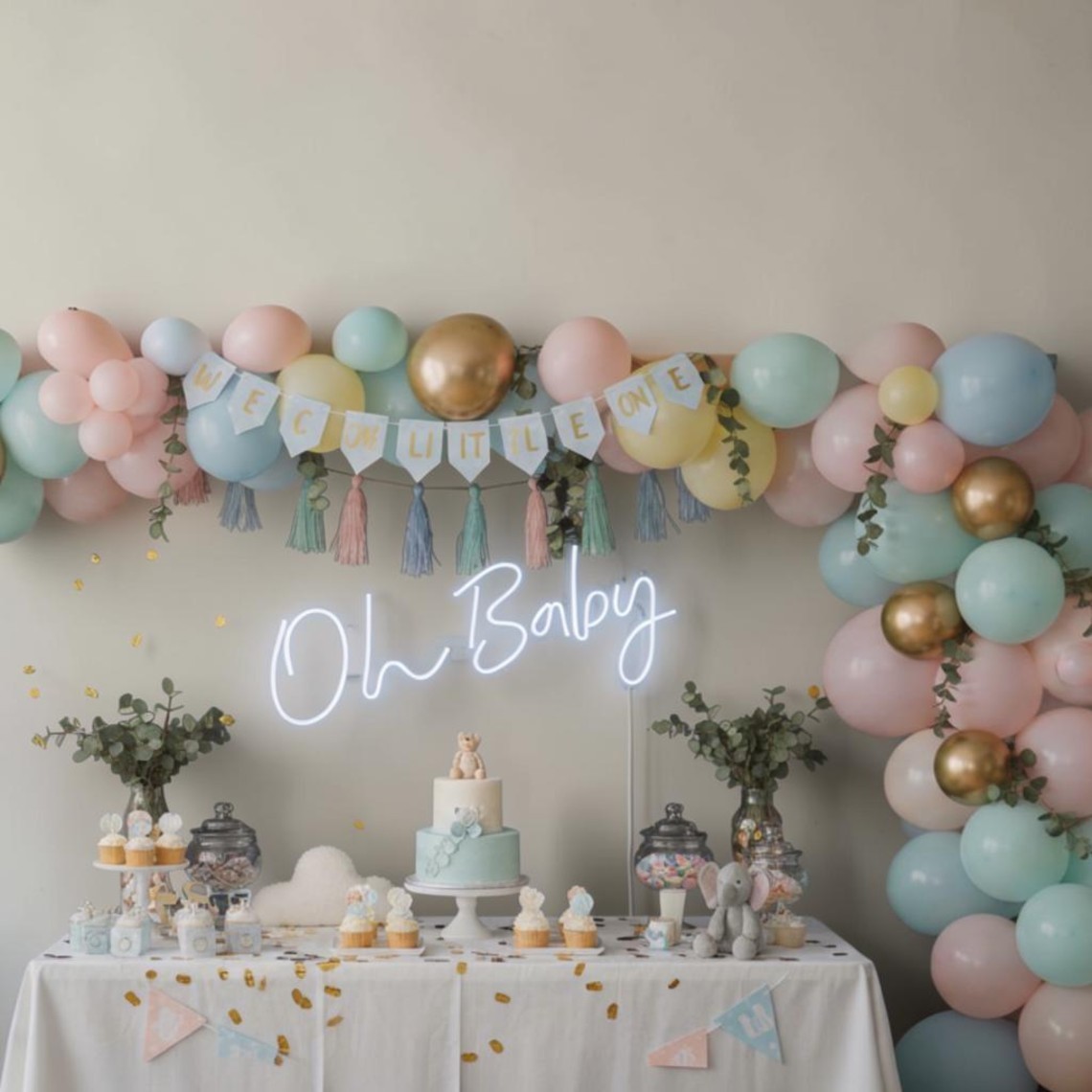 Neon skytt, baby shower, gender reveal