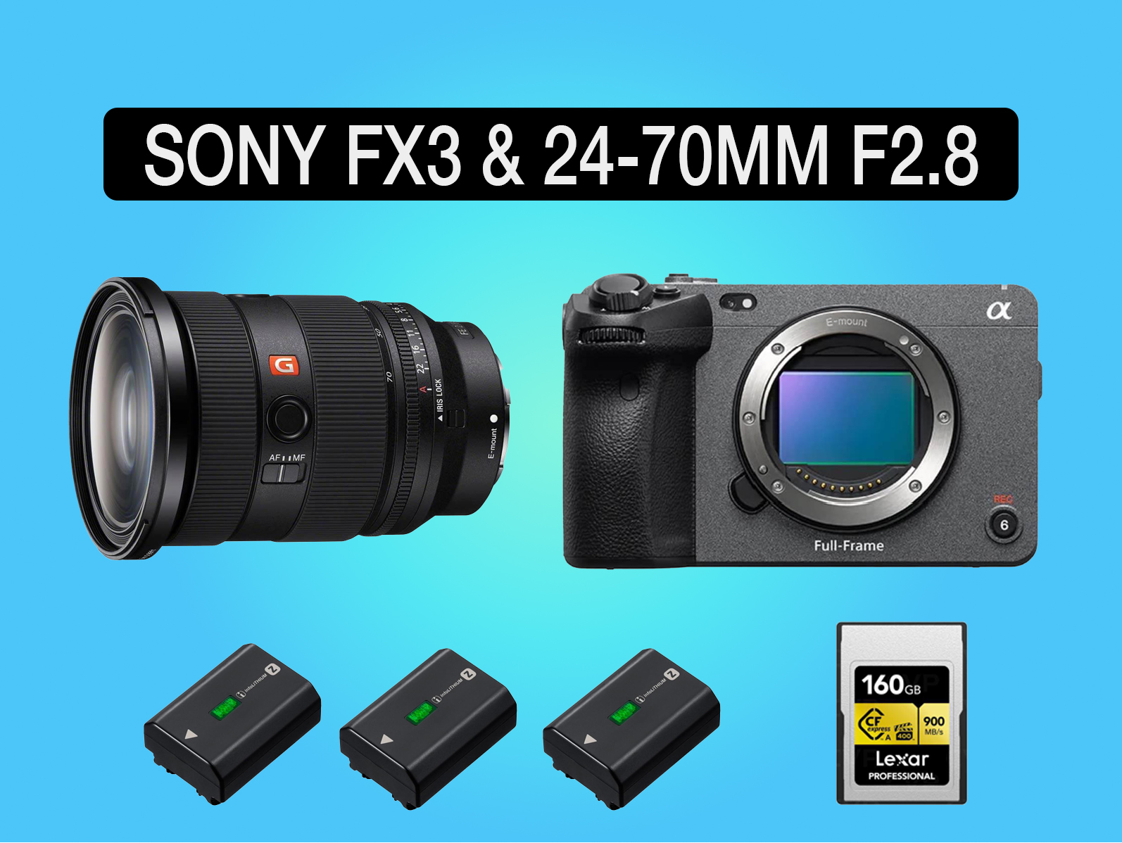 Sony fx3 full frame cinema camera 4k + sony 24-70 mm f2.8 g-master zoom lens