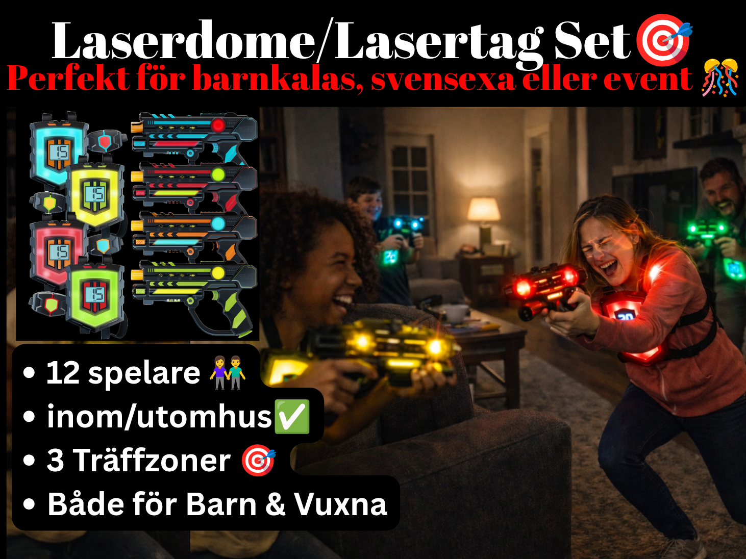 Lasertag/laserdome – komplett set för 12 spelare 🔥