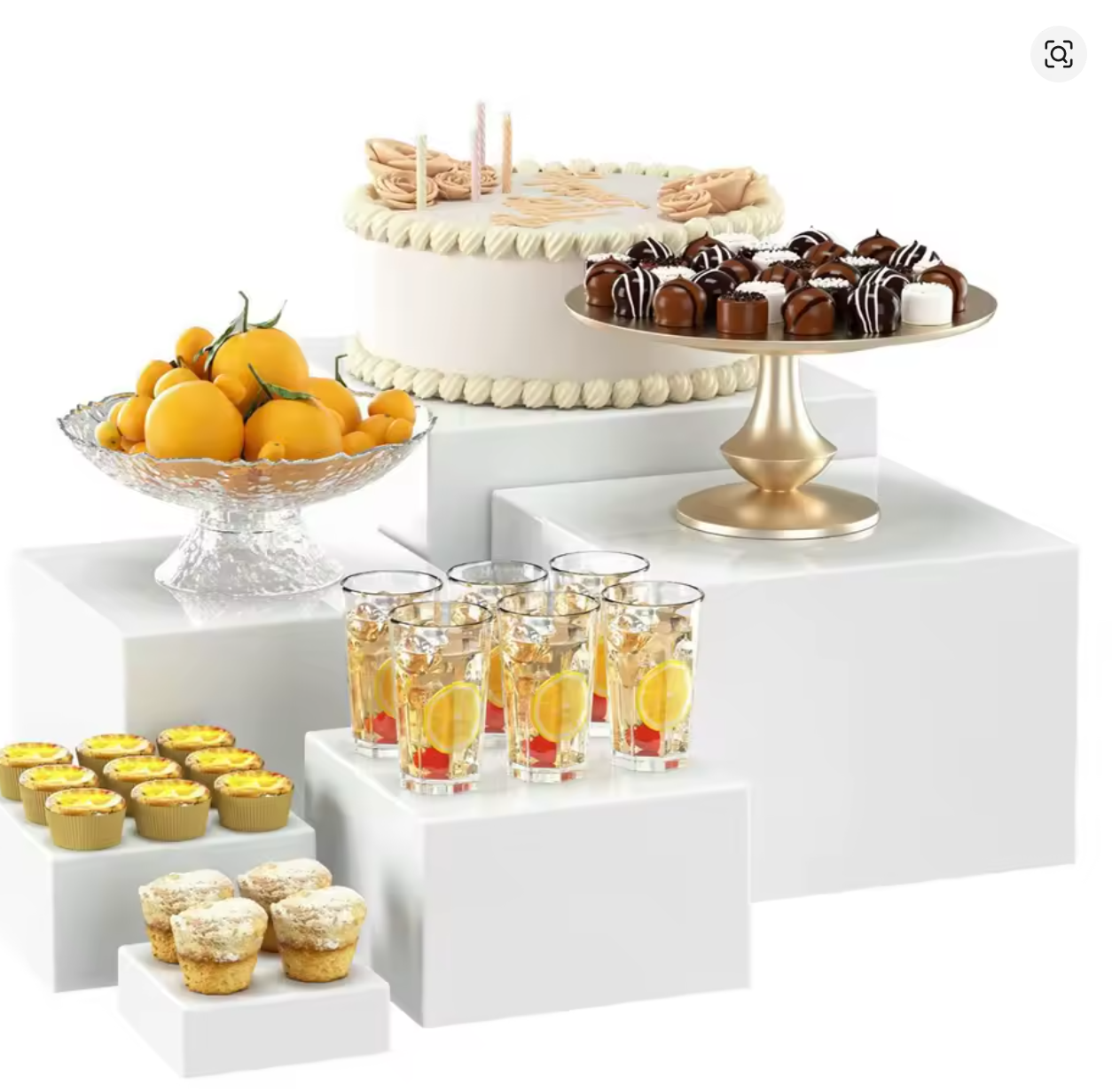 6-piece white acrylic display riser set