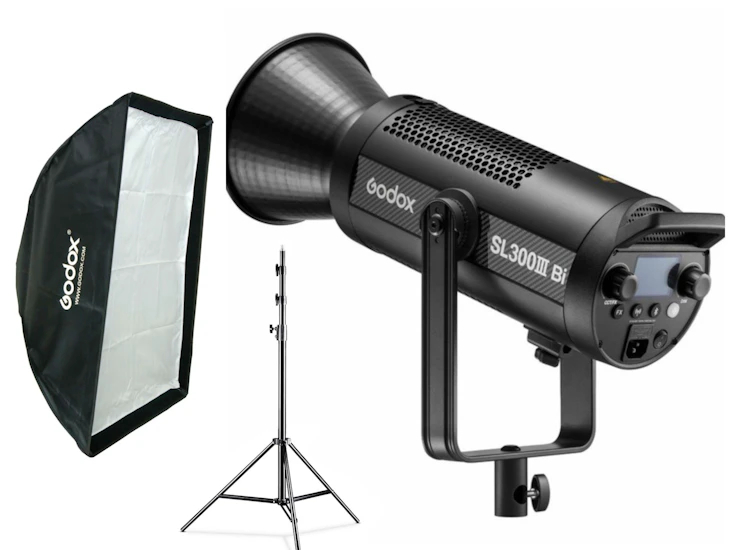 300w belysningspaket | godox sl300iii bi-color | inkl. stativ och softbox |