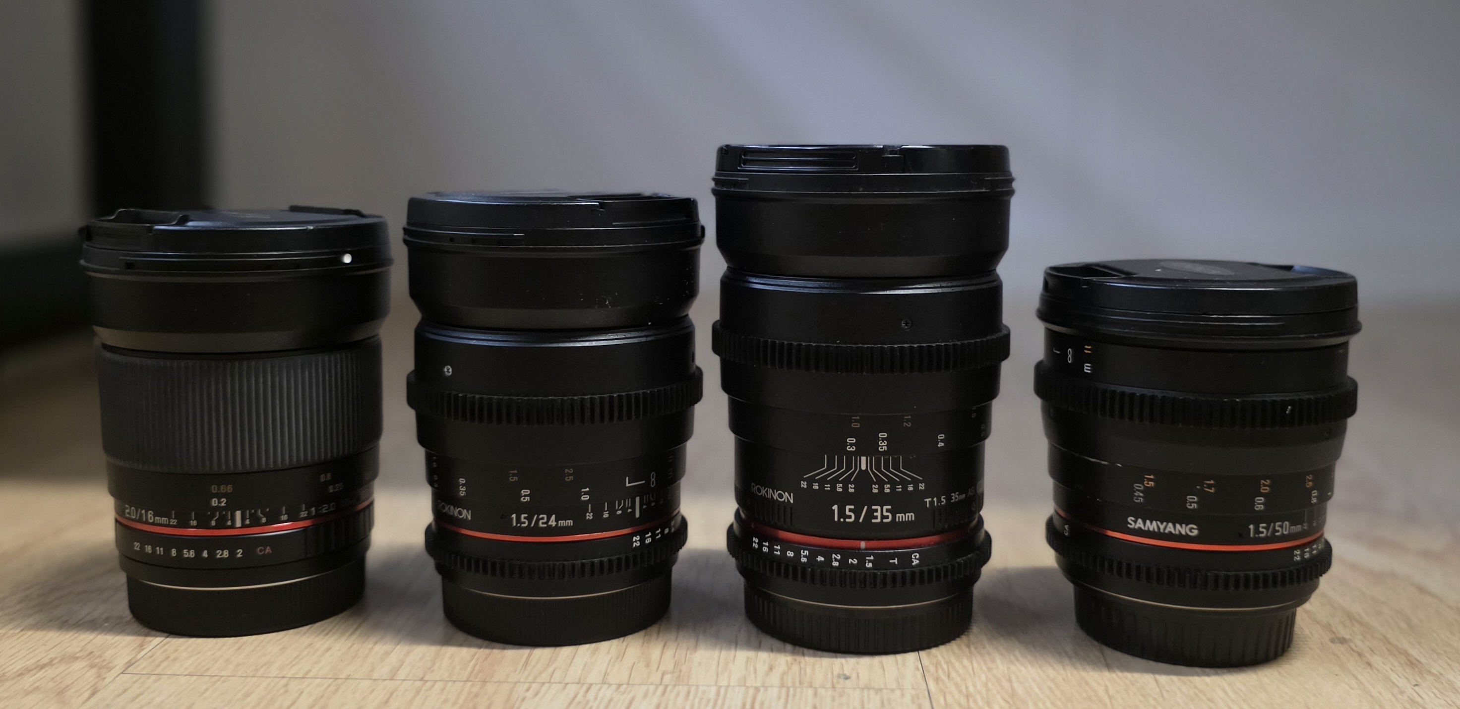 Samyang og rokinon cine linser 20, 24, 35, 50, 85mm