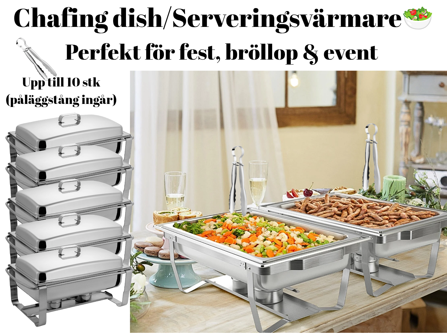 🍽️🔥 chafing dish / serveringsvärmare / matvärmehållare– perfekt för buffé, fest & event (flera tillgängliga)