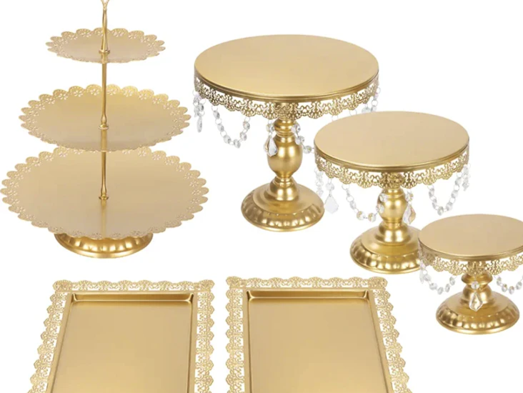 Tårtfat / uppläggningsfat guld - 6delar