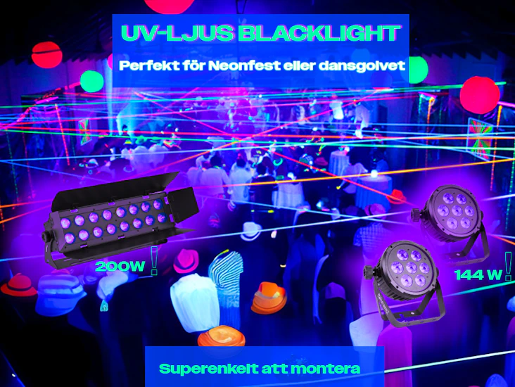 Partyljus uv-ljus / blacklight för fest / neonfest (frakt möjlig)