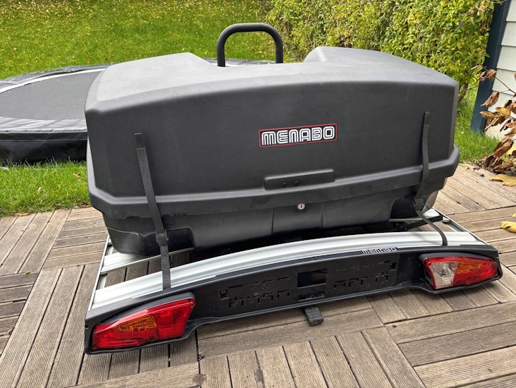 Menabo cykelholder + bagageboks