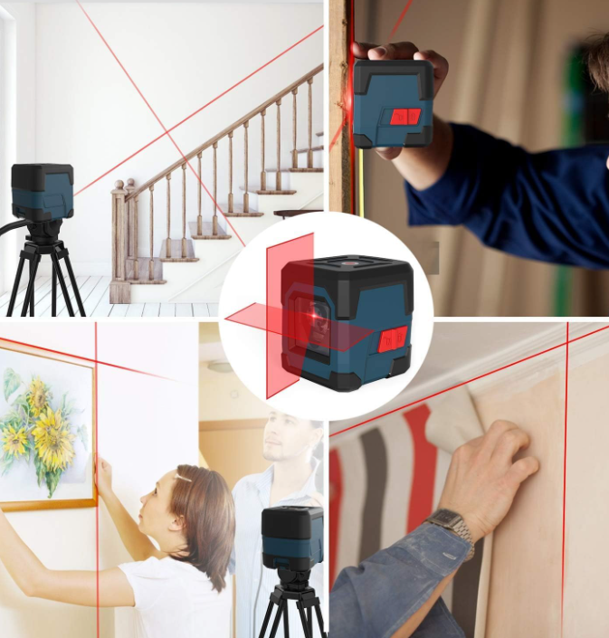 Cross laser level horizontal and vertical points rotatable 360 degree laser level with manual/self-leveling 