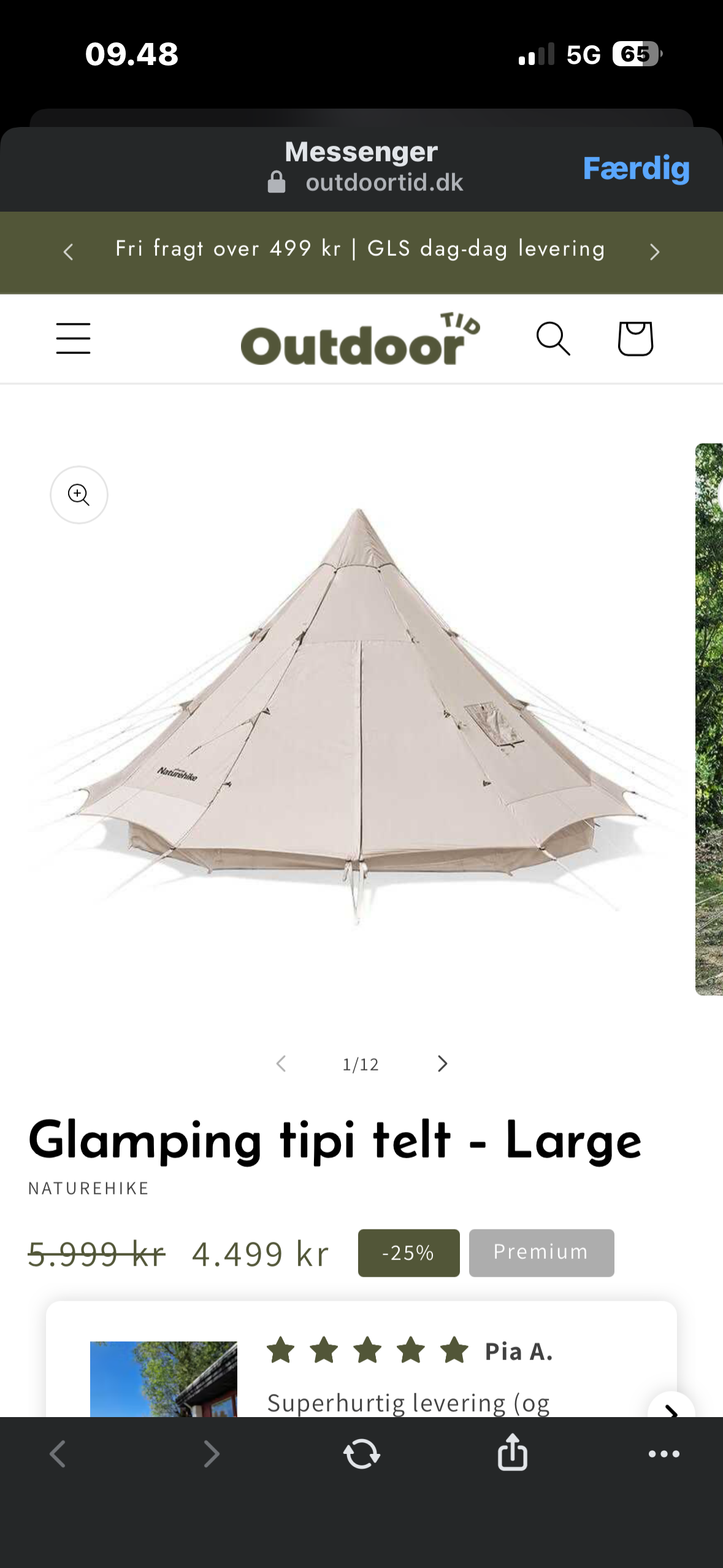 Large tipi glamping telt