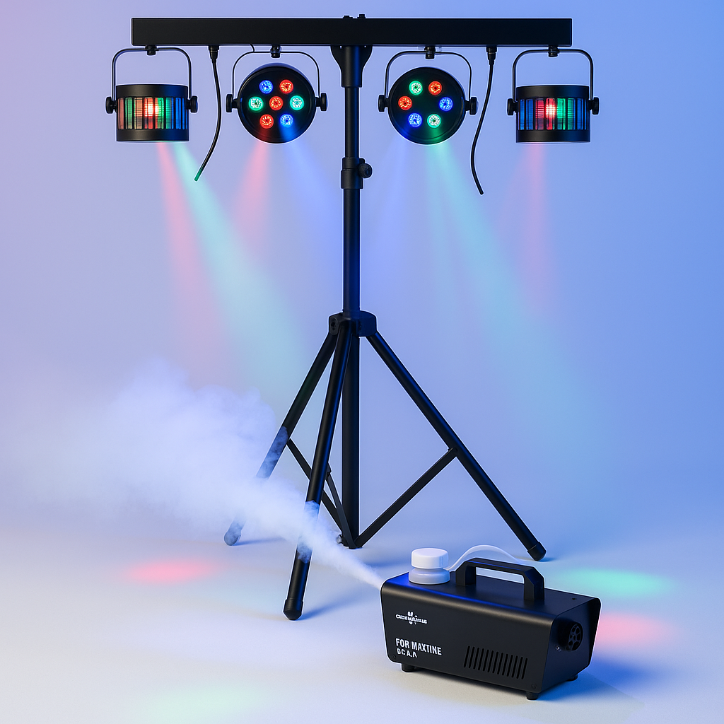 Rökmaskin + discoljus – komplett festpaket med ljus och rök till kalas & party!