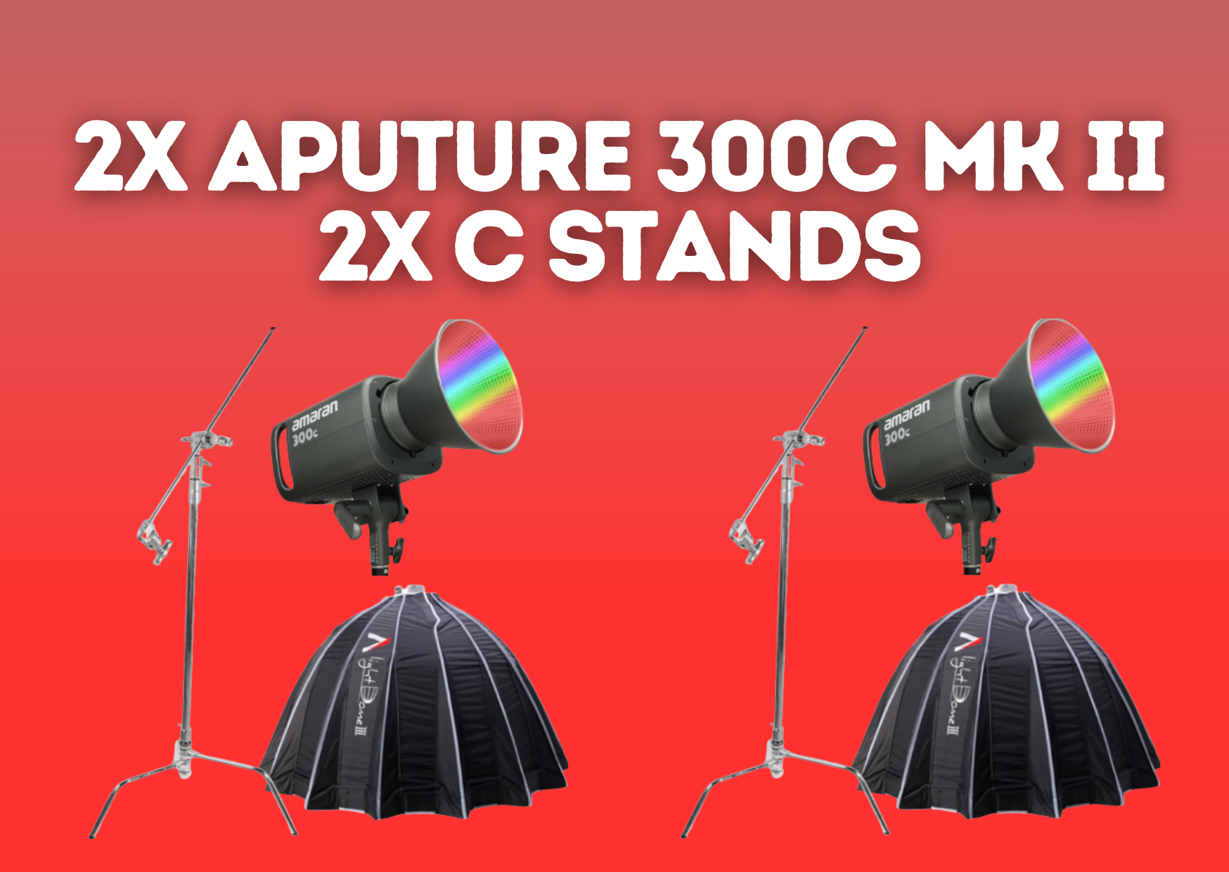 Aputure amaran 300c + light dome ii + c stand rgbww cob led video continuous lighting 300w cct 2500k-7500k bowens mount point-source led 26,580 -  gb