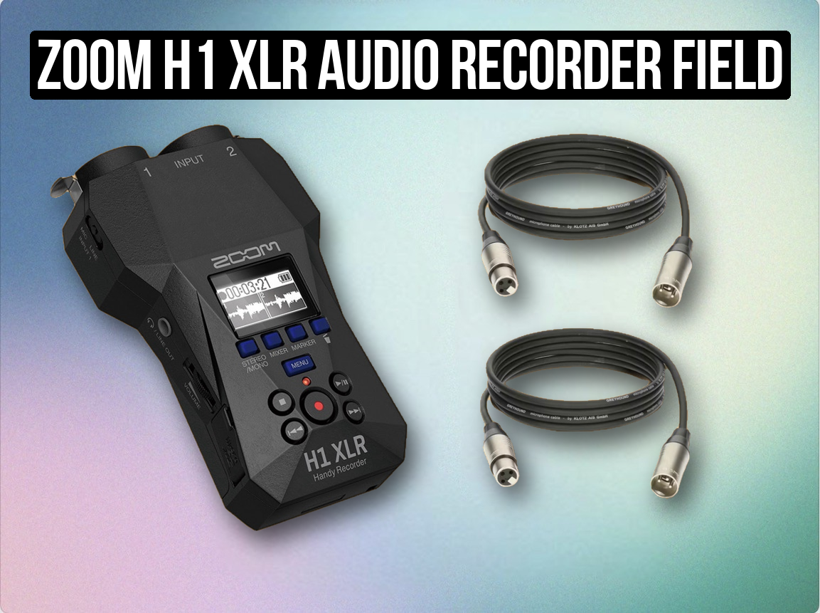 Zoom h1 xlr audio recorder field sound + 2x 6m xlr