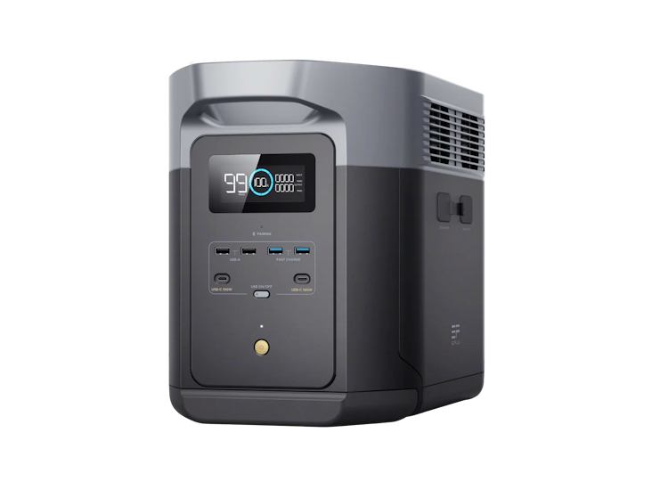 Ecoflow delta 2 max portable power station eu / uk plug lfp battery 3000 cycles, ac+solar 80% charge in <1hr, up to 3100w output fume-free, quiet solar generator for home backup, camping, rving