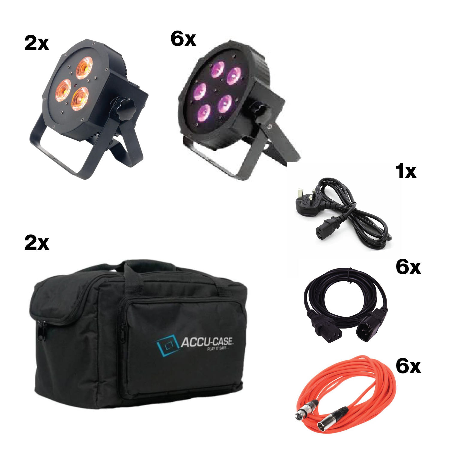 8x adj uplighting wash light set for disco, parties or weddings