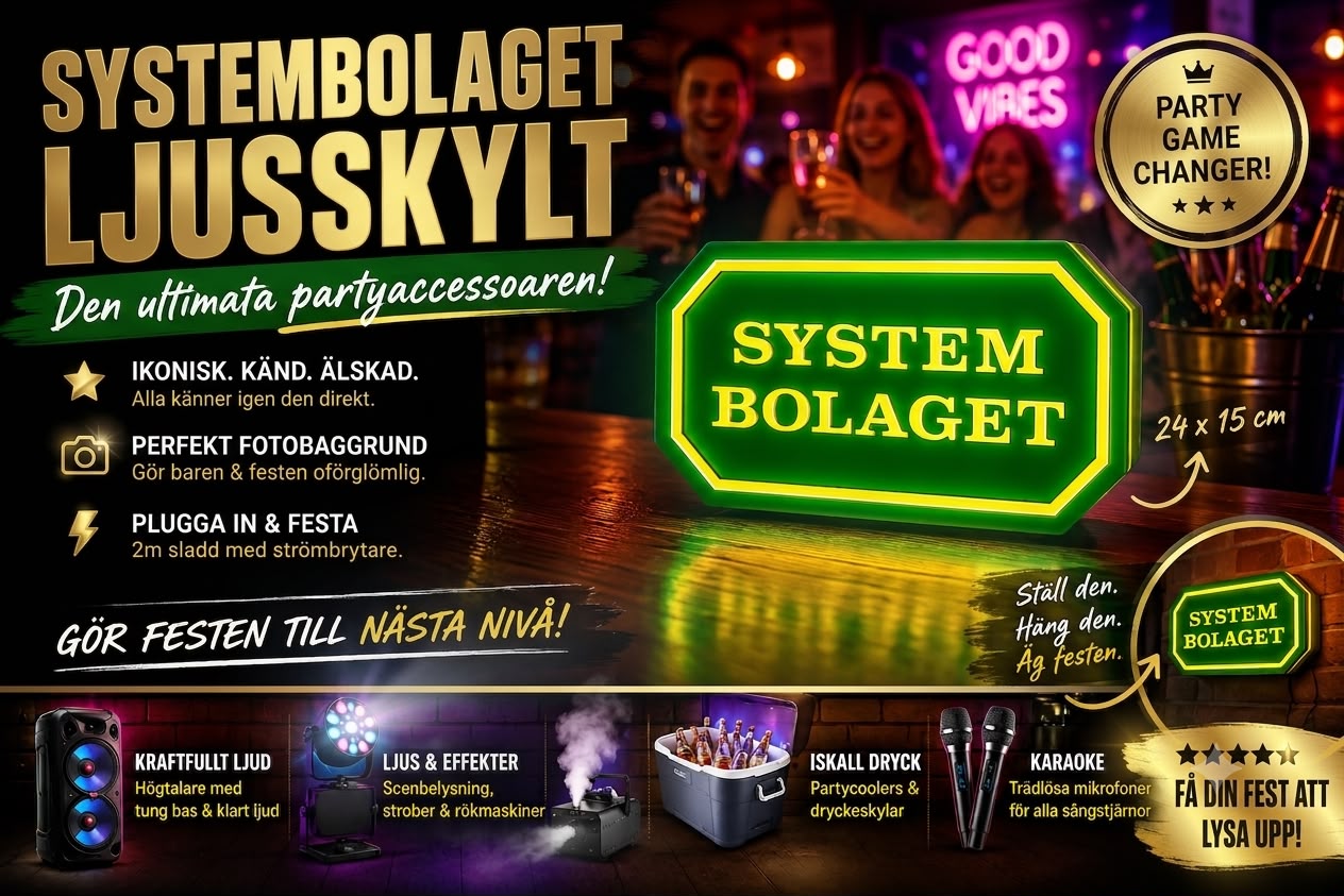 Systembolaget ljusskylt – den ultimata partyaccessoaren! | hemmabar & fest ✨