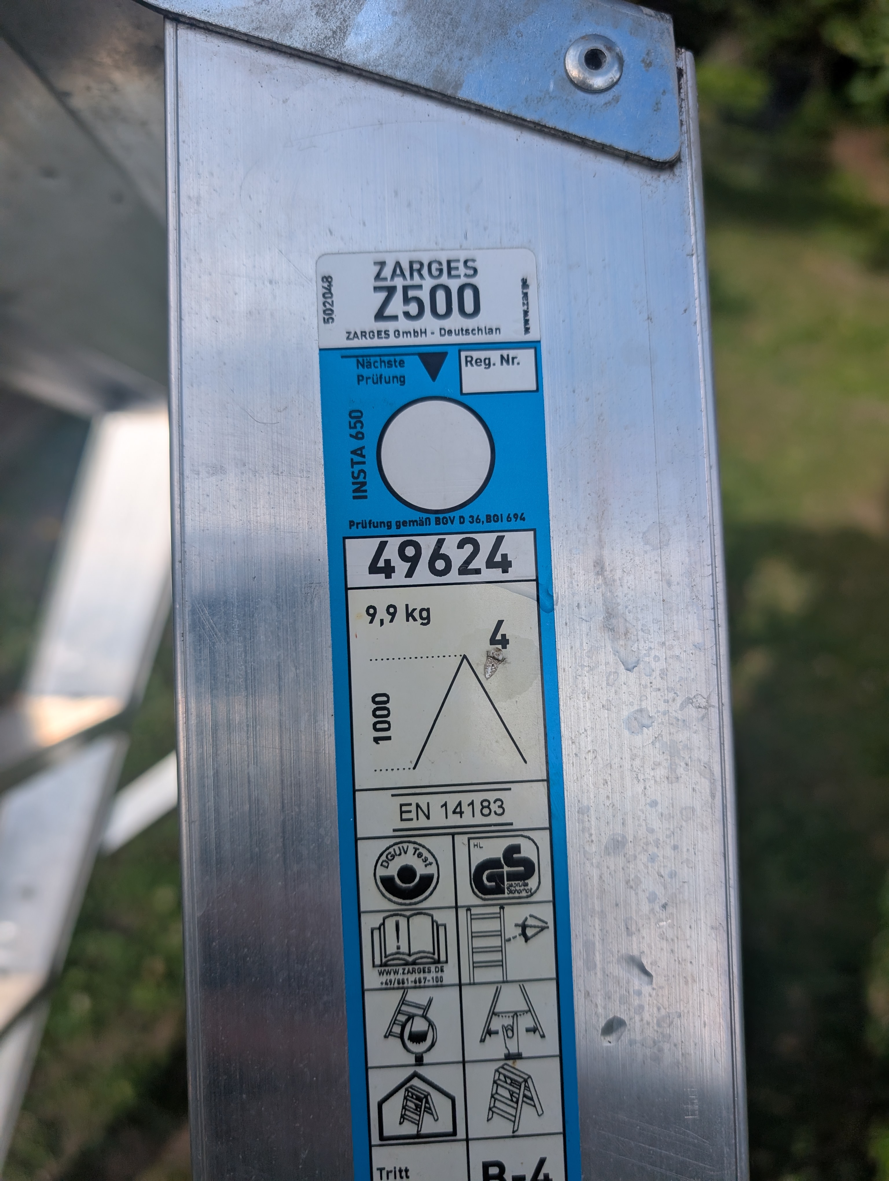 Zarges 3 stegs aluminium bock 1 meter