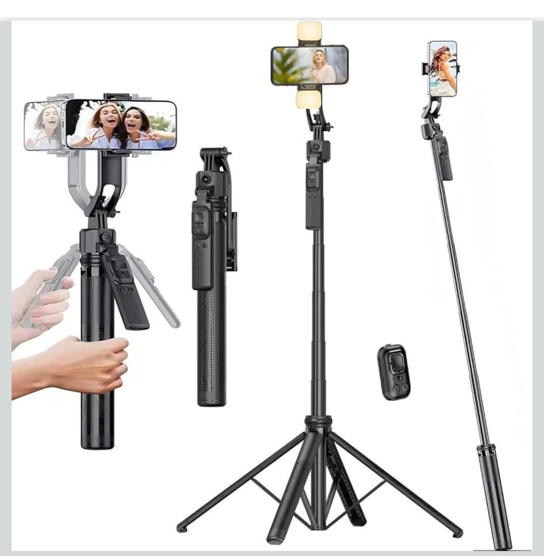 Auto face tracking tripod for iphone/android ，71" mobile phone stand with light and remote,phone selfie stick for smartphone,iphone tripod stand for filming video vlog recording