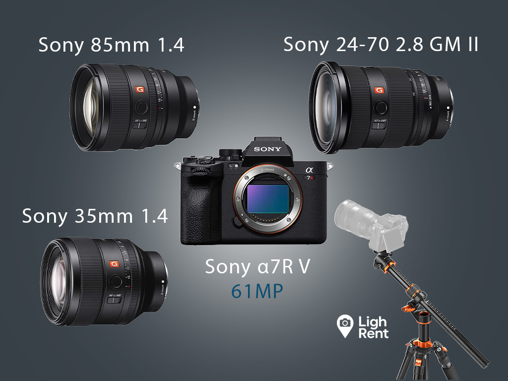 Sony a7r v wedding & portrait kit  61mp body + 3 gm lenses + tripod 