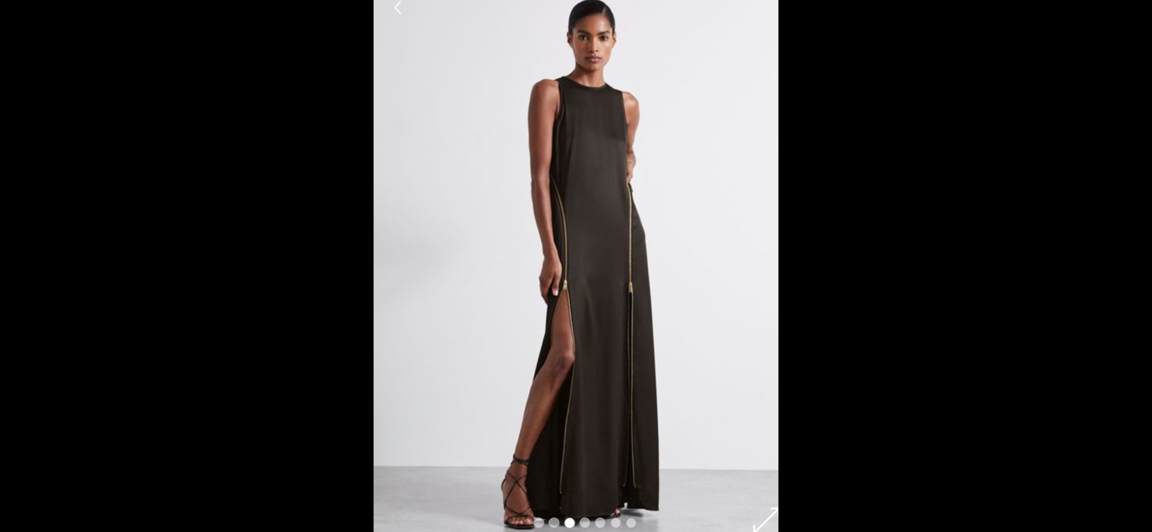 Reiss lang satengkjole, sjokolade (m) med glidelåssplitt