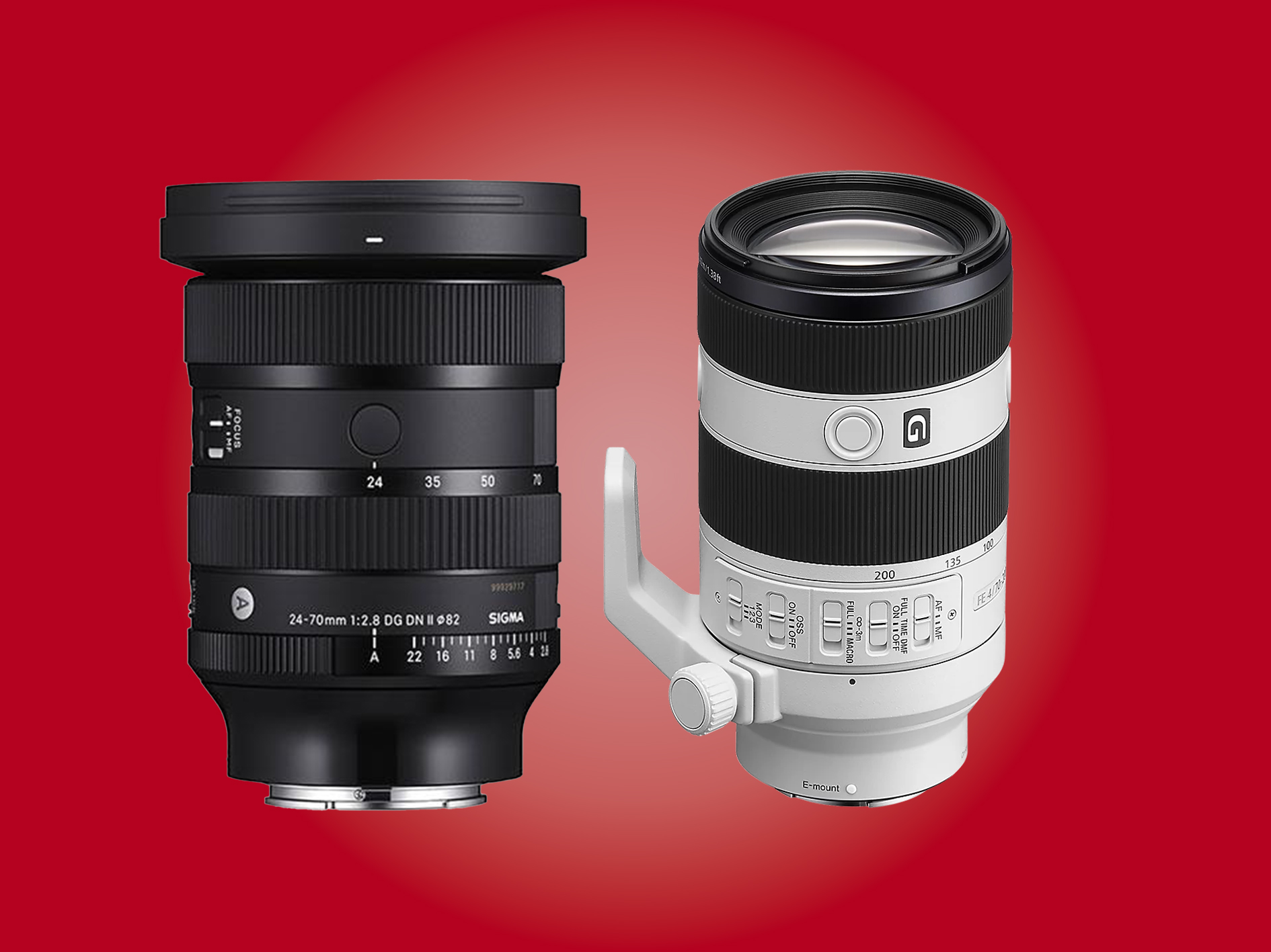 Sony 70-200 f4 ii macro lens + sigma 24-70mm f.28 sony e mount