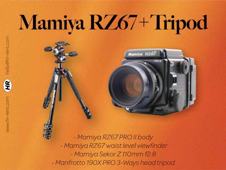 Mamiya rz67 pro ii body + sekor z 110mm f2.8 lens + manfrotto tripod
