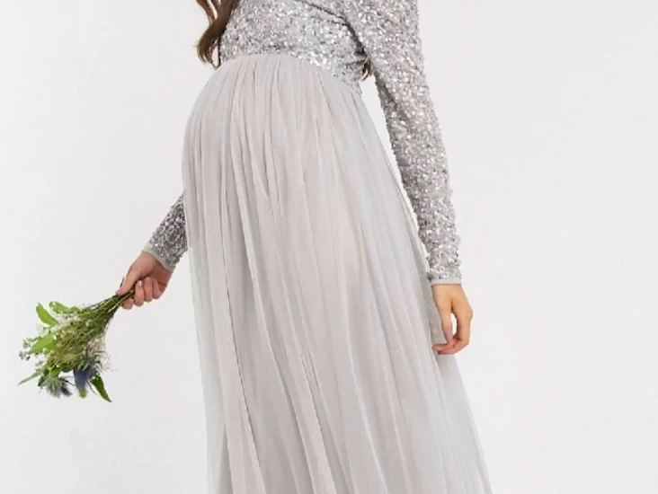 Gravidklänning "maya" grå med lång ärm