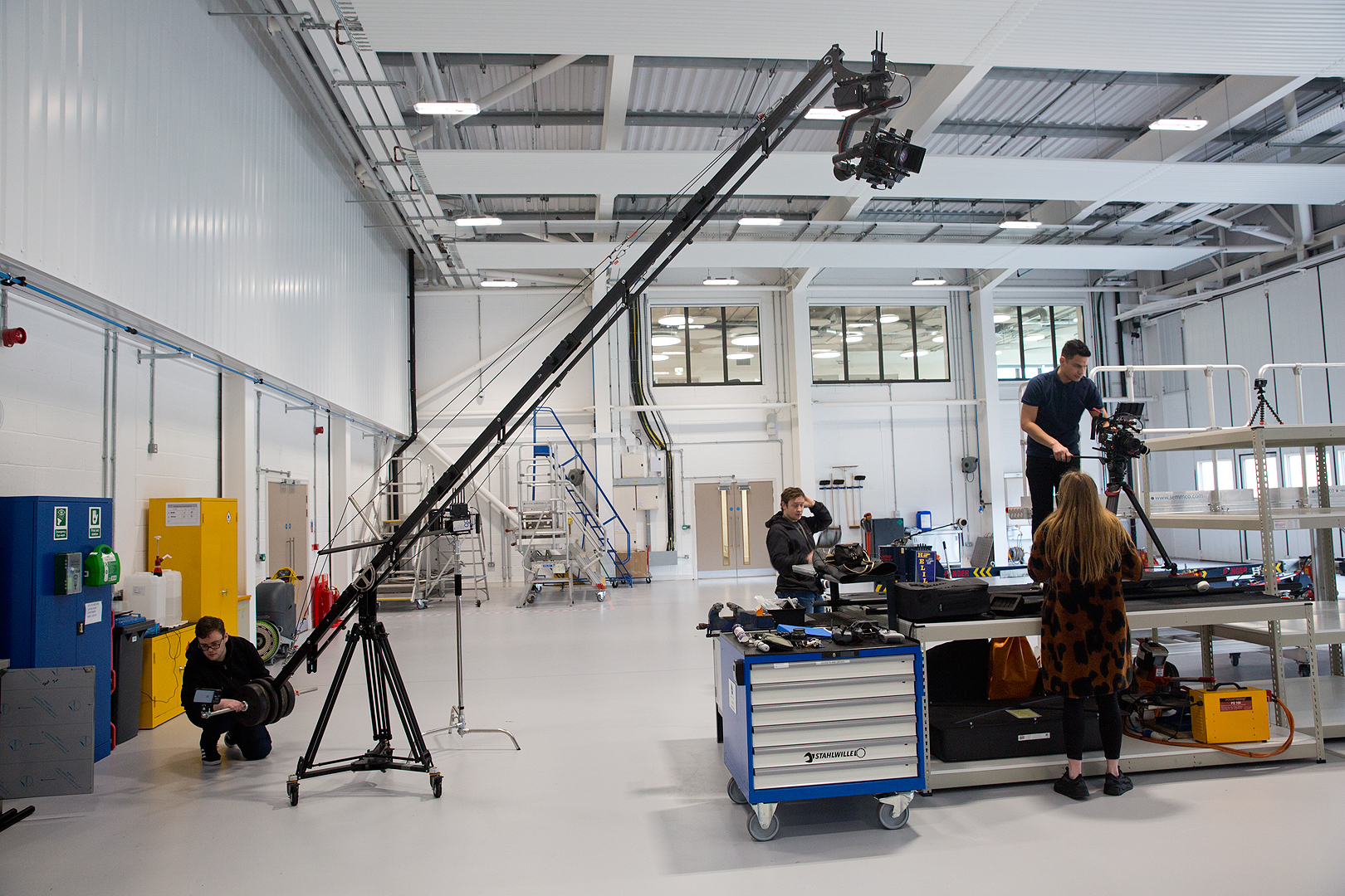18-ft camera crane with dji ronin 2 control head + wheeled tripod base