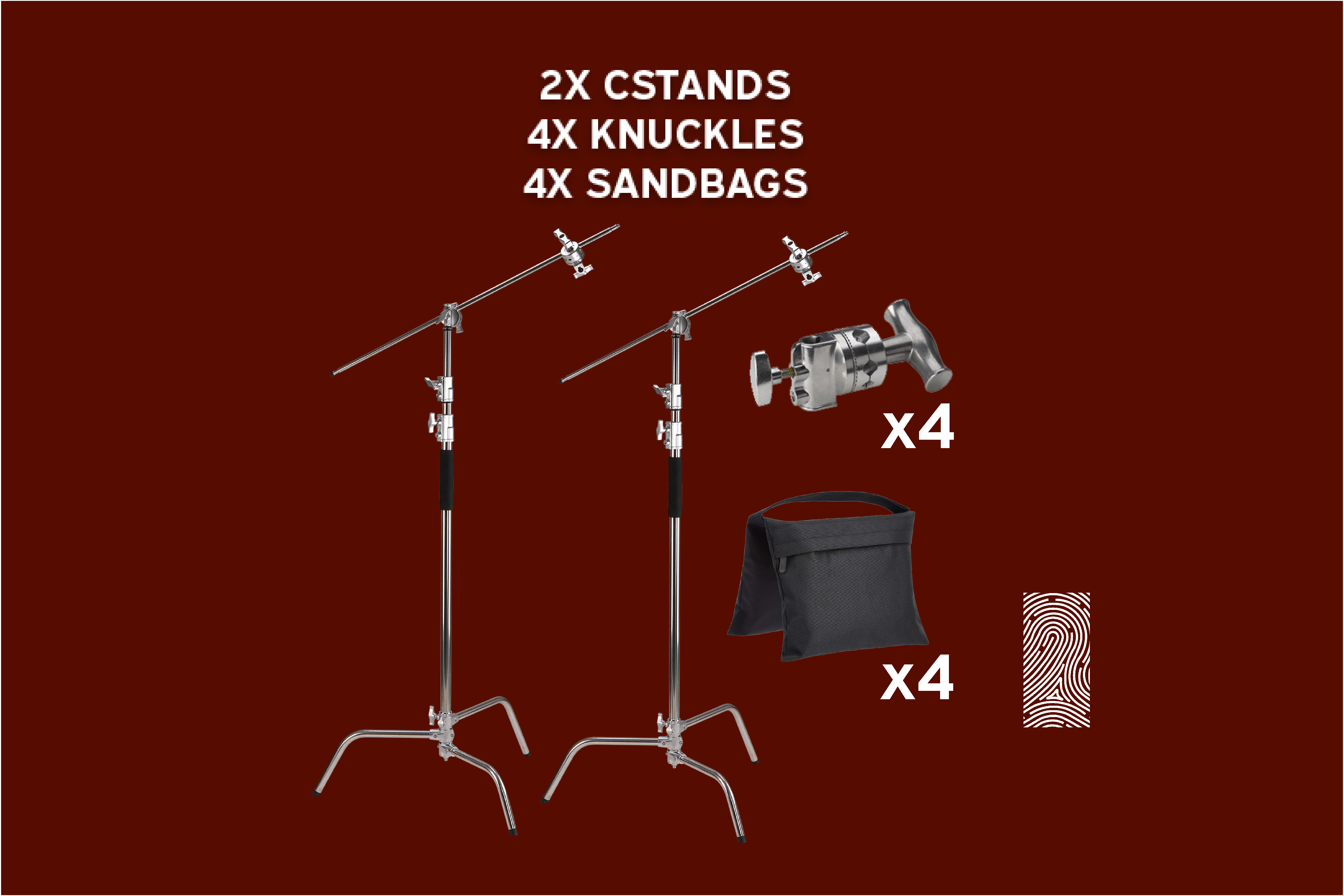 Two c-stands, heavy duty - 10ft/3m + 4ft/1.2m extension arm 