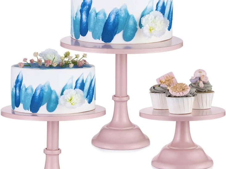 Tårtfat 3 delar. rosa.