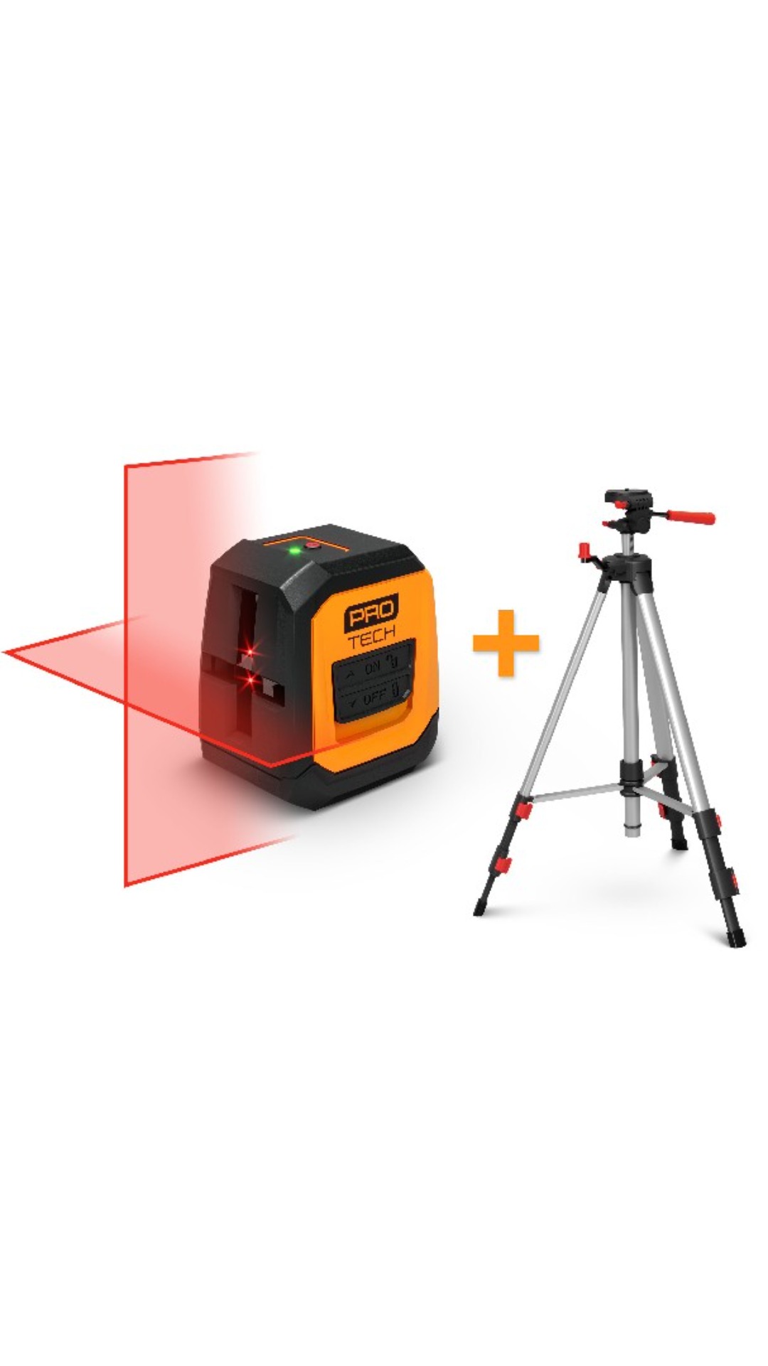 Rød krysslaser med stativ