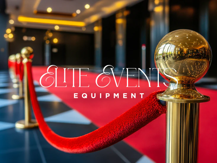 Gold stanchion with red velvet ropes