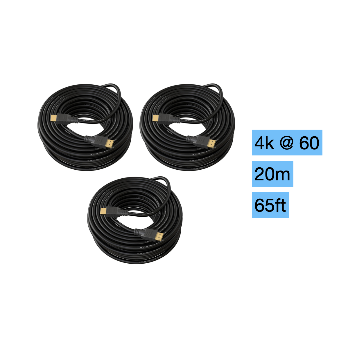 3x 20m 65ft long hdmi cable 2.0 4k @ 60hz ultra high speed cable  (4x more available)