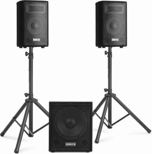 Komplett pa-anlegg med subwoofer, mikser og mikrofoner leies ut