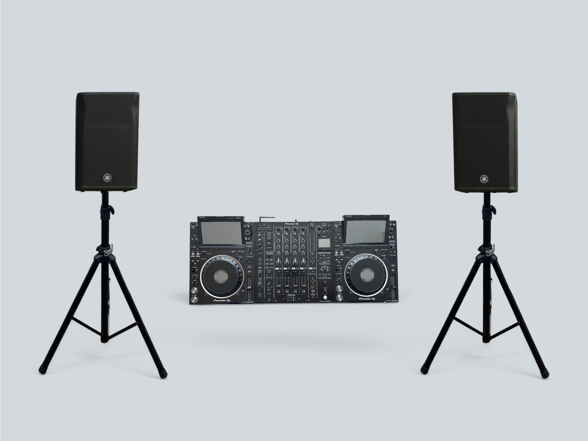 Pioneer cdj 3000 x2, djm a9 mixer & yamaha dxr12 mkii speaker package hire, london