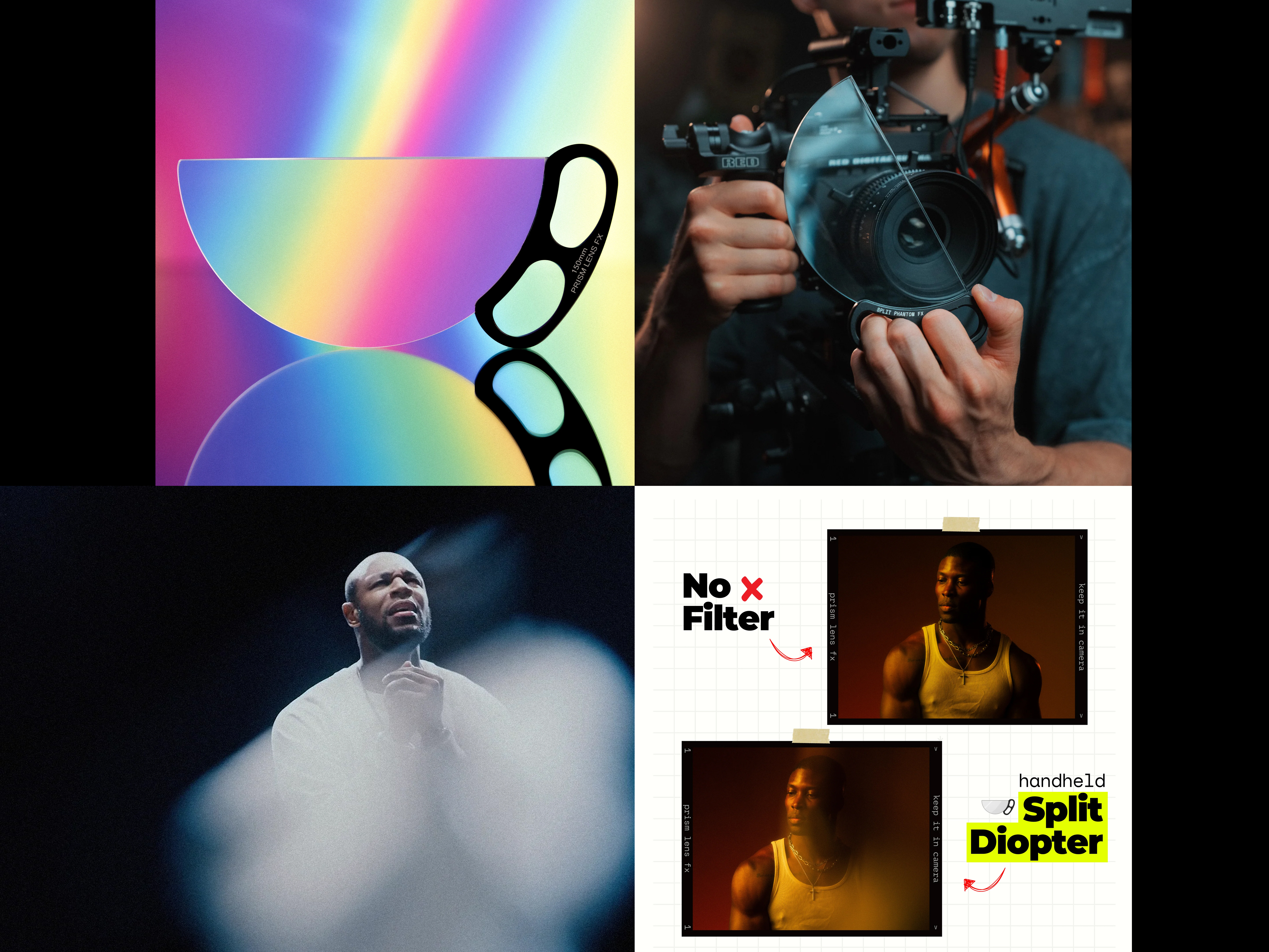 Prism fx filters, ( custom ) handheld, kaleidoscope, diopter, lens, dream, mist, vnd, ghost, split, linear