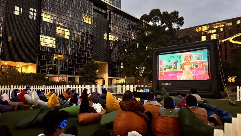 5m outdoor cinema package – screen, projector & sound