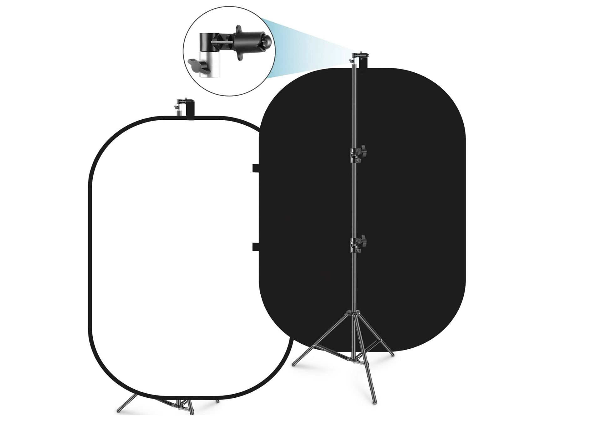 Black and white 2-in-1 foldable pop-up backdrop with stand