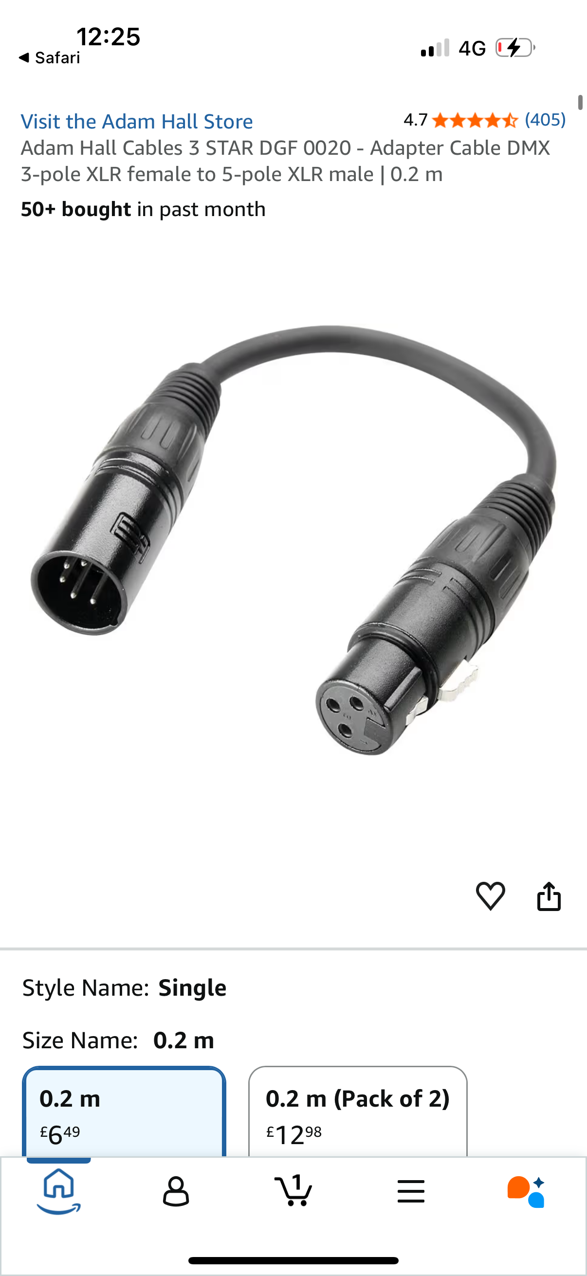 Dmx adapter cable 3-pole xlr female to 5-pole xlr male 0.2m