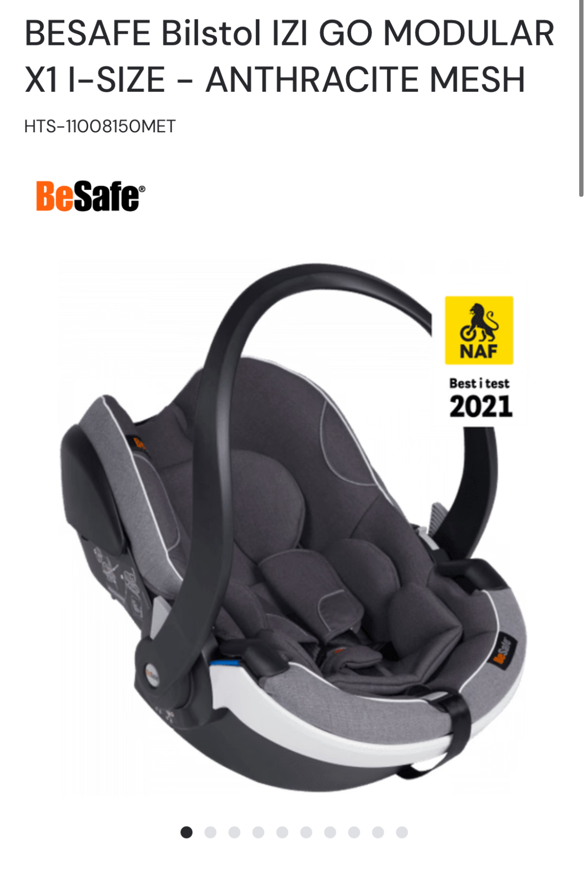 Besafe bilstol til baby 0-12 mnd 